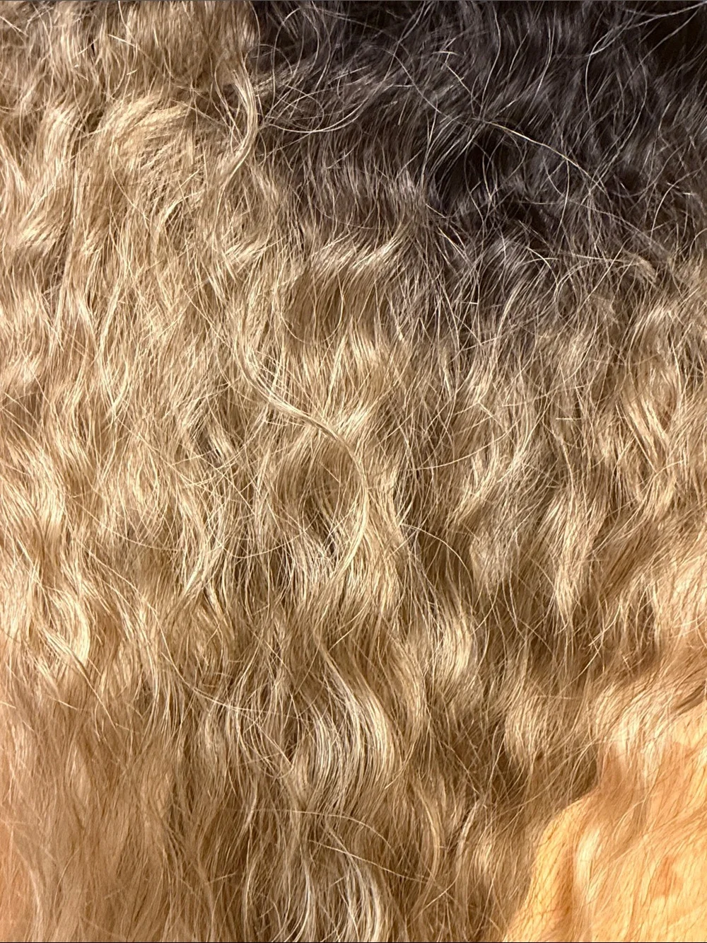 Long Wavy Ombre Wig with Dark Roots to Warm Blonde - Stylish Natural Look